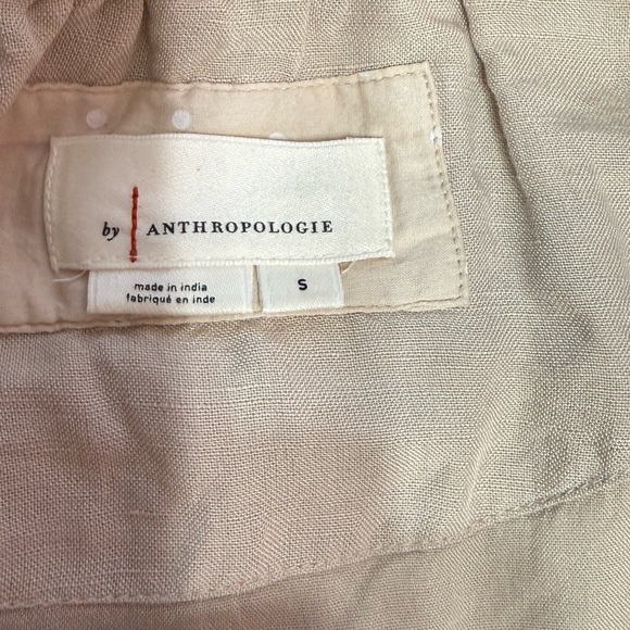 ANTHROPOLOGIE The Somerset Mini Dress Linen Edition Neutral Tan Cream Size S - Picture 4 of 5